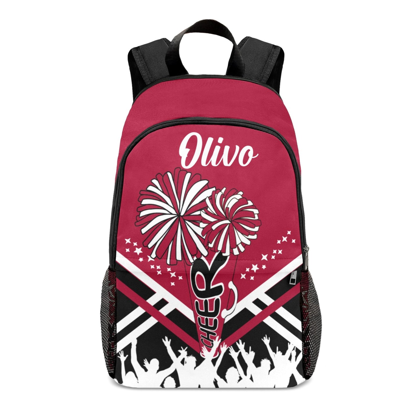 Personalized Cheer Cheerleader Green Blue Orange Pink Purple Red All Over Print Casual Adult Name Backpacks