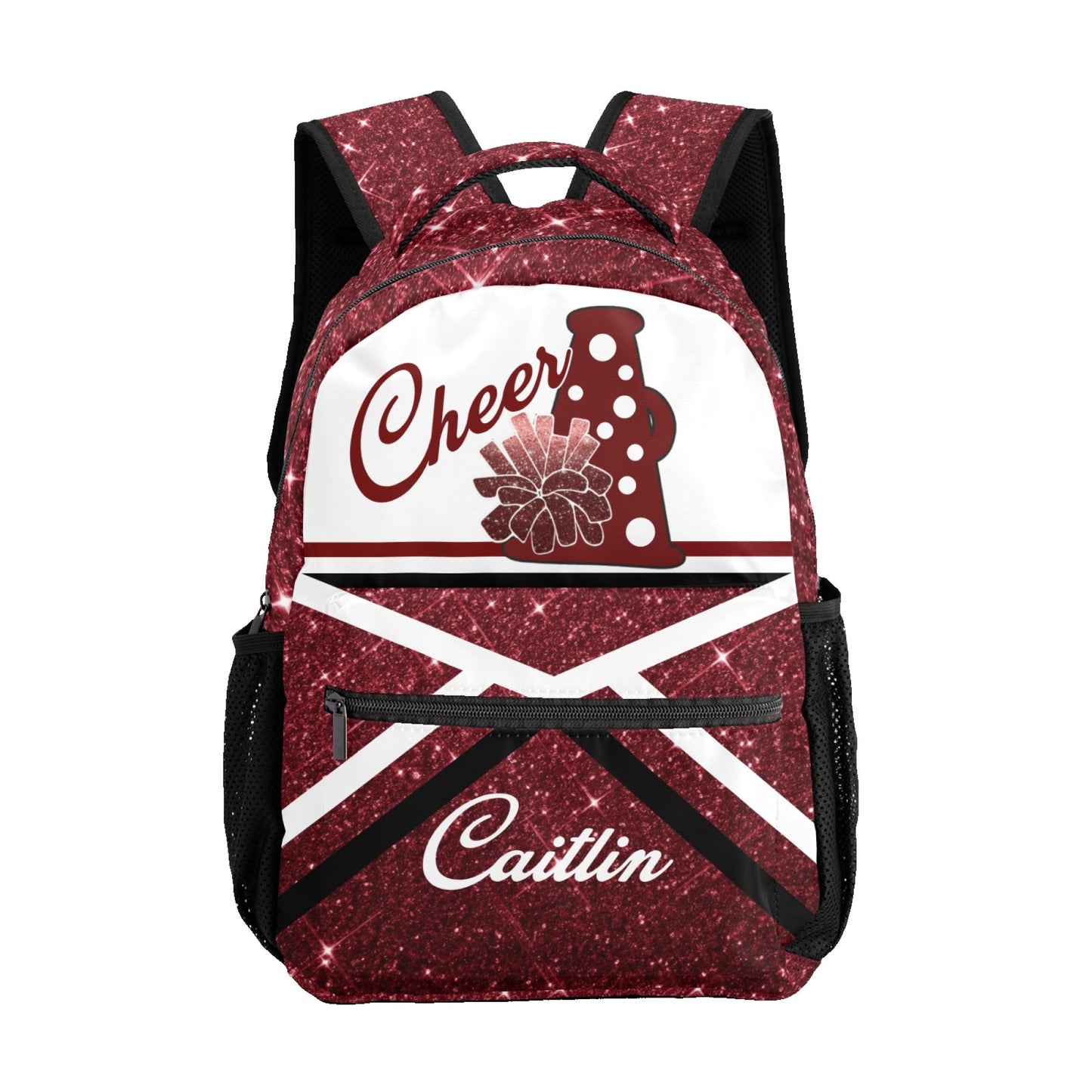 Custom Cheer Cheerleader Black Personalized Backpack with Name Waterproof Bag for Birthday Holiday Gift