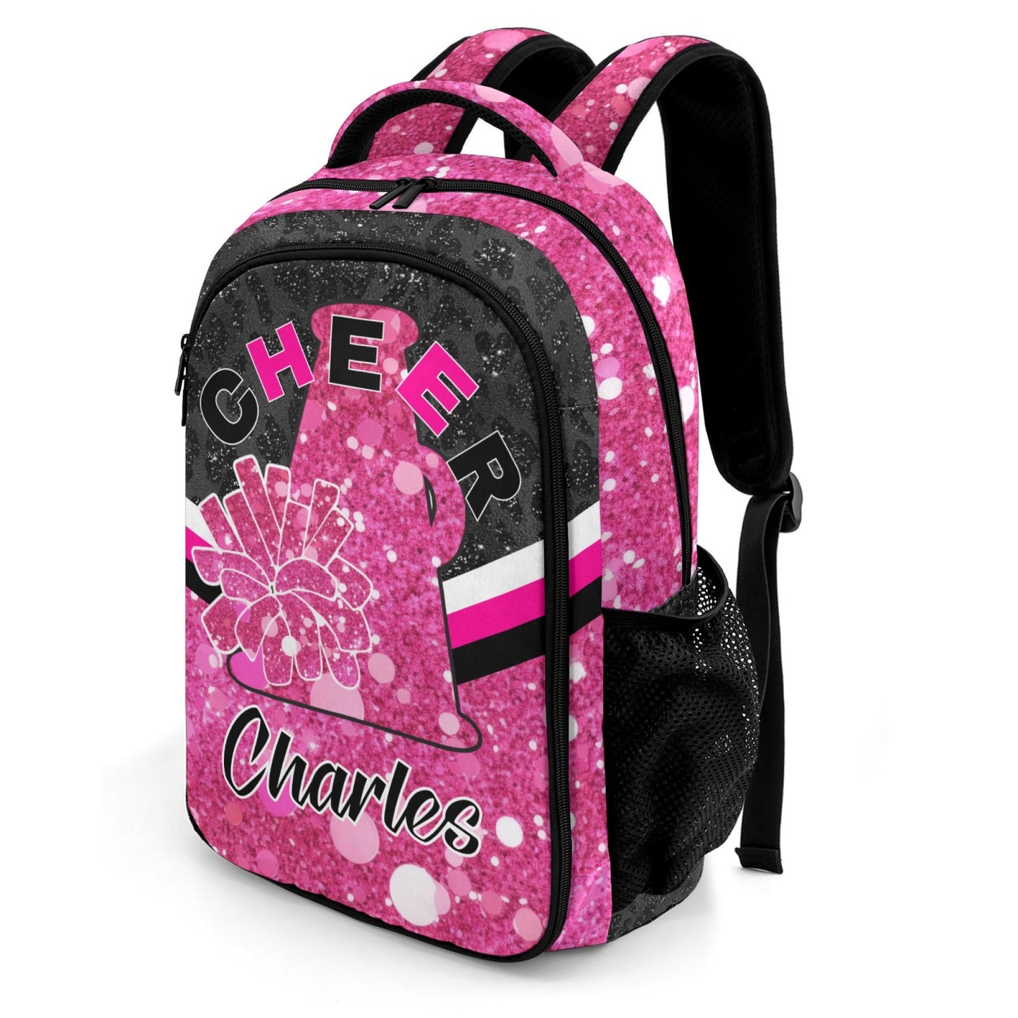 Custom Purple Print Cheer Backpack Personalized Name Casual Travel Bag Laptop Bag for Gift