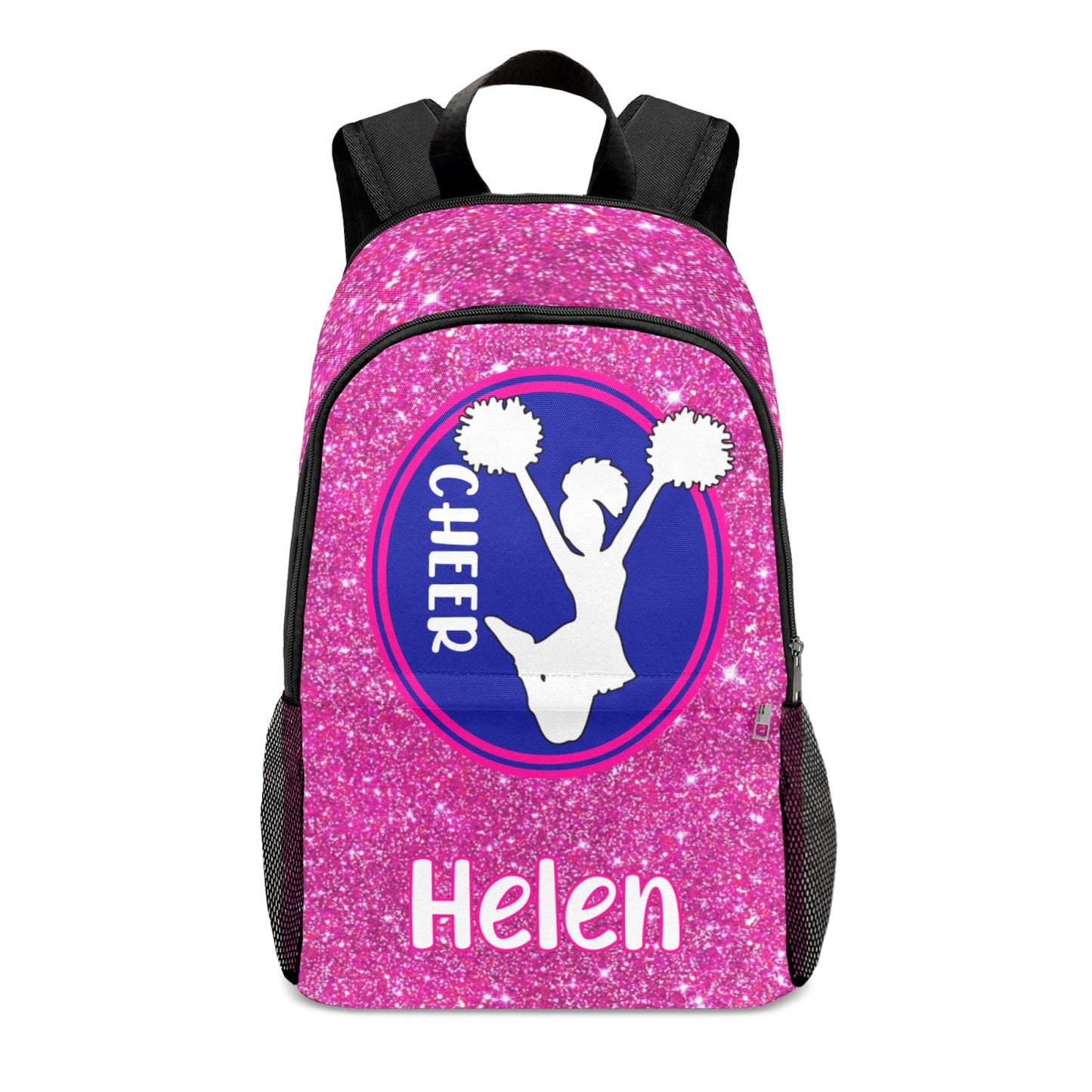 Personalized Cheer Cheerleader Green Black Red Blue Gold Grey Pink Purple All Over Print Casual Name Backpack
