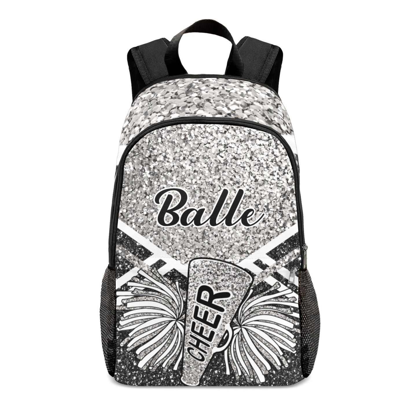 Silver_Glitter_Custom Cheerleader Backpack for Teens