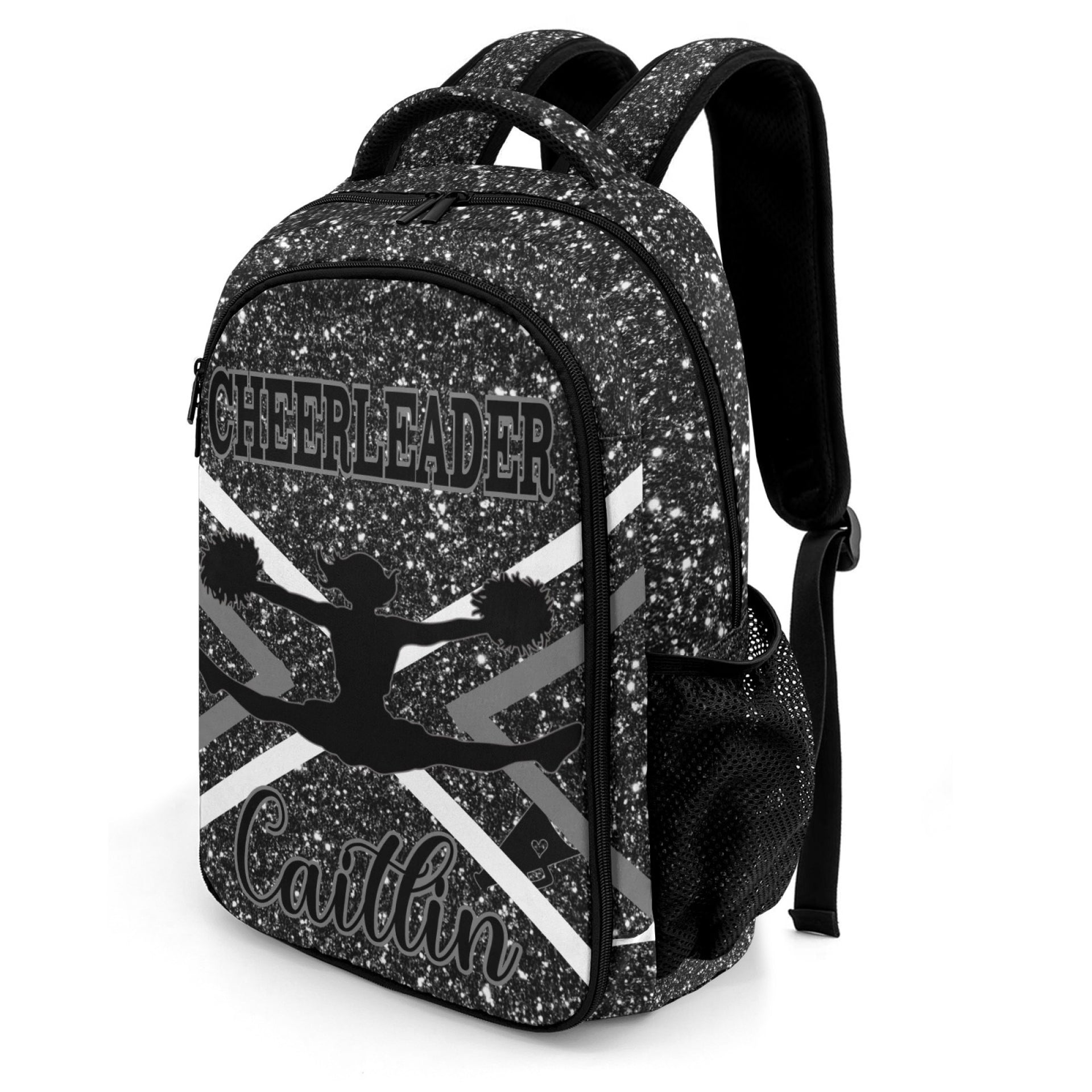 Personalized Cheerleader Backpack - Purple & Gold Custom Name Bag For Travel, School, Sports