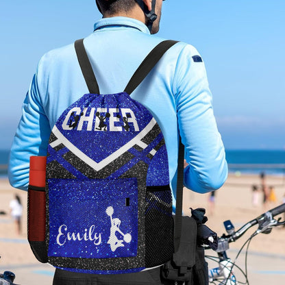 Cheer_Blue_Personalized Cheerleader Drawstring Bag Custom Name Blue2