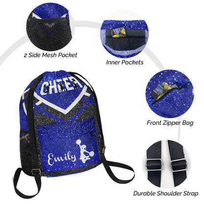 Cheer_Blue_Personalized Cheerleader Drawstring Bag Custom Name Blue3