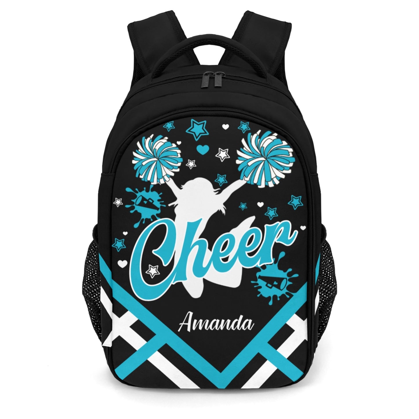 Personalized Cheer Cheerleader Blue Gold Green Orange Purple Red All Over Print Student's Name Backpacks