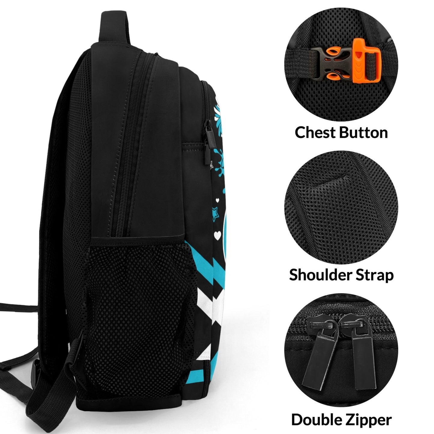 Personalized Cheer Cheerleader Blue Gold Green Orange Purple Red All Over Print Student's Name Backpacks
