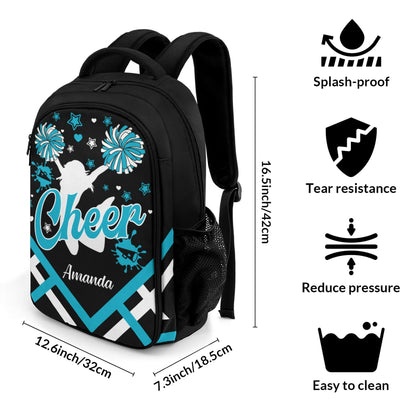 Personalized Cheer Cheerleader Blue Gold Green Orange Purple Red All Over Print Student's Name Backpacks