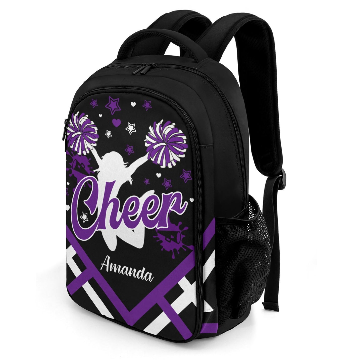 Cheer Team School Backpack Custom Name Gift Purple