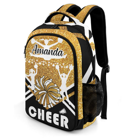 Custom Cheer Backpack for Women Lightweight School Bag Golden