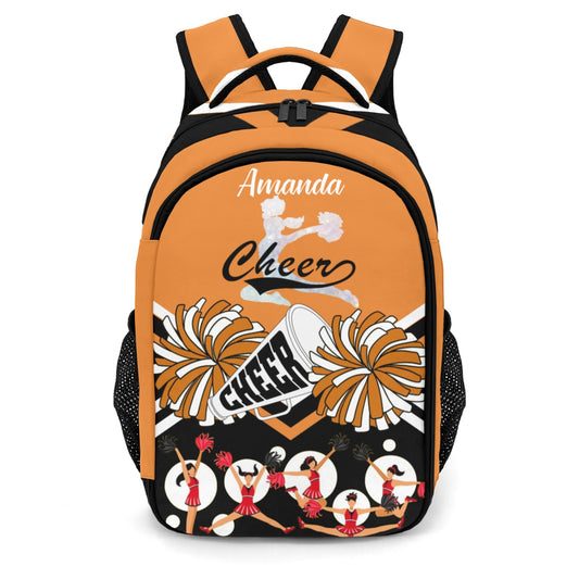 Custom Cheerleader Backpack with Name for Kids Orange 1