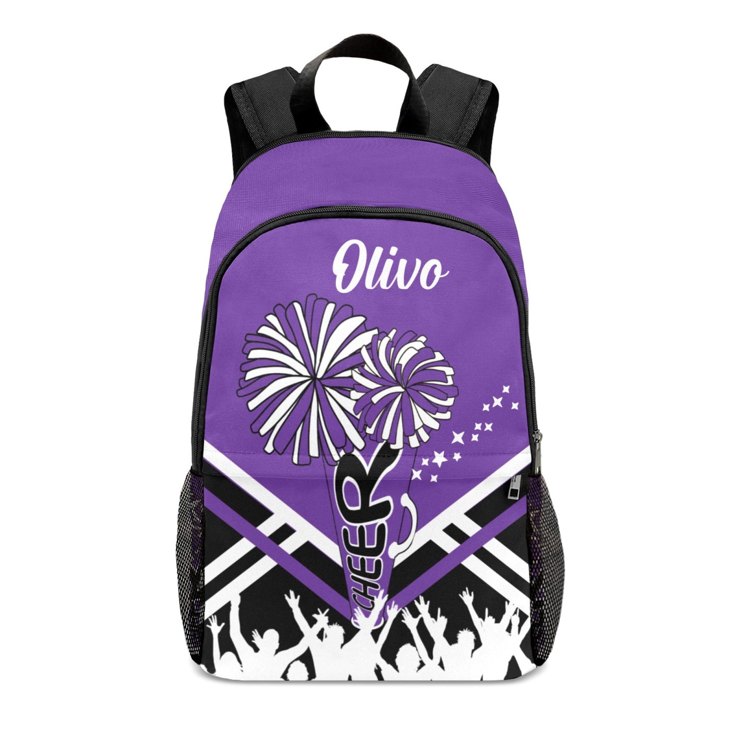 Custom Cheerleader Casual Backpack for Adults Name Print-Purple