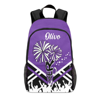 Custom Cheerleader Casual Backpack for Adults Name Print-Purple
