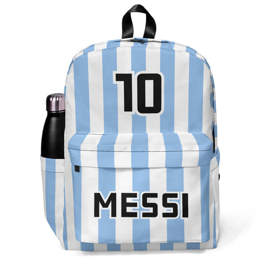 Custom World Cup Striped Backpack for Students Blue