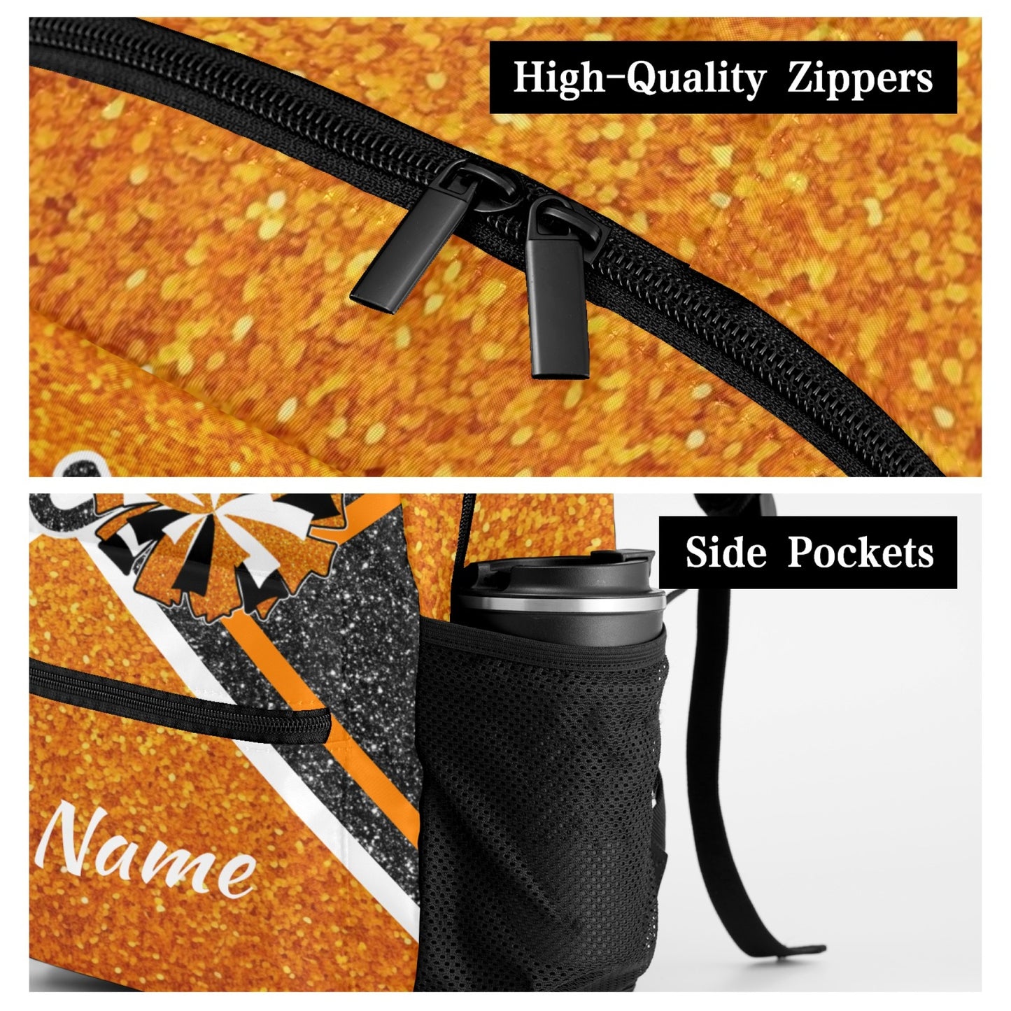 Orange_Custom Cheer Backpack for Students and Cheer Teams-5